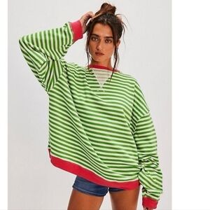 Free People We the Free Classic Striped Oversized Crewneck NWOT